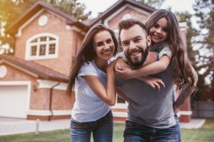 Happy Family moving home.